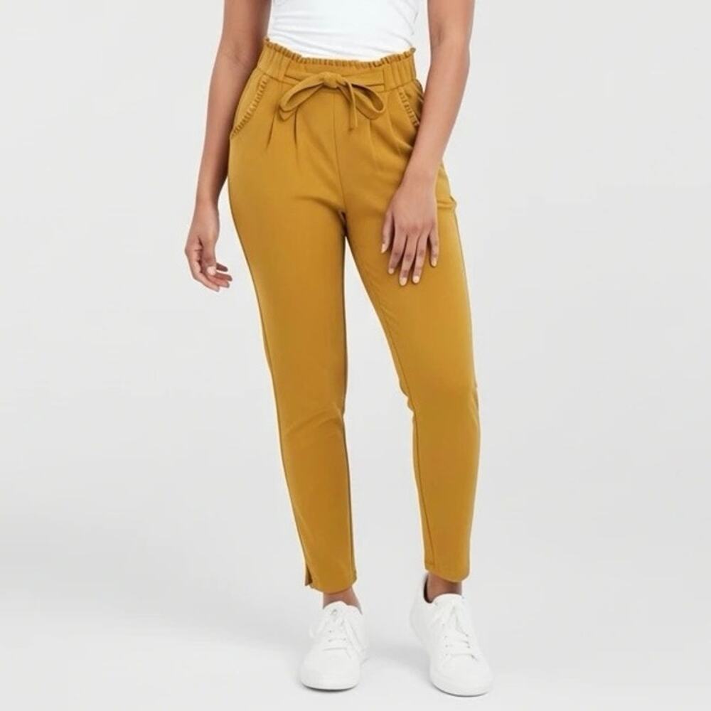 Soho Apparel Women’s Size M Mustard Yellow Pull-On Drawstring Pants Stretch
